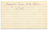 Imogene Coca Signed 3x5 Index Card Autographed Actress Comedian