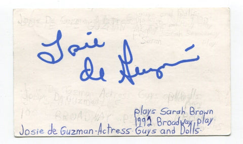 Josie de Guzman Signed Index Card Autographed Actress Guys and Dolls Cosby Show