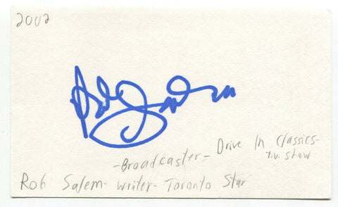 Rob Salem Signed 3x5 Index Card Autographed Signature Canadian Broadcaster Actor