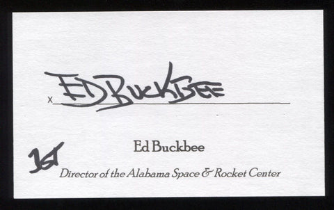 Ed Buckbee Signed 3x5 Index Card Signature Autographed Space and Rocket Center