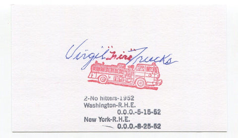 Virgil Trucks Signed 3x5 Index Card Autographed Baseball MLB Detroit Tigers