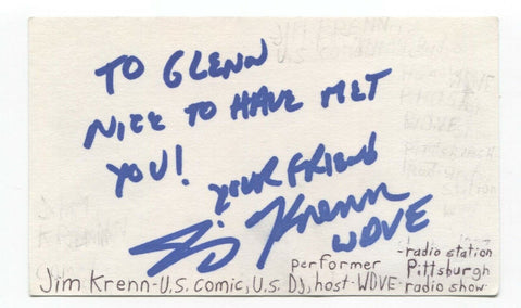 Jim Krenn Signed 3x5 Index Card Autographed Signature Comedian Comic Actor