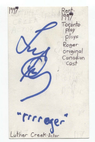 Luther Creek Signed 3x5 Index Card Autograph Signature Actor Singer
