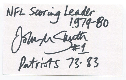 John Smith Signed 3x5 Index Card Autographed NFL Football New England Patriots