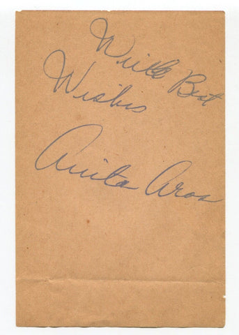 Anita Aros Signed Album Page Autographed Actress