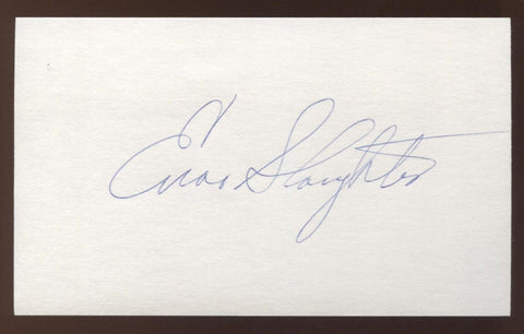 Enos Slaughter Signed 3x5 Index Card Vintage Autographed Signature Baseball HOF