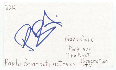 Paula Brancati Signed 3x5 Index Card Autograph Signature Actress Degrassi