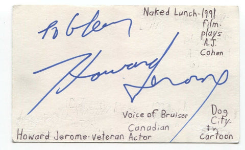 Howard Jerome Signed 3x5 Index Card Autographed Signature Actor