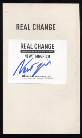 Newt Gingrich Signed Book Page Cut Autographed Signature