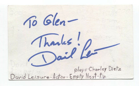 David Leisure Signed 3x5 Index Card Autographed Signature Actor Empty Nest Isuzu