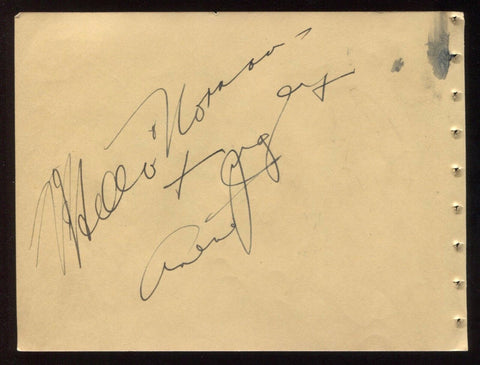 Arline Judge and Judy Canova Signed Album Page Autographed Vintage