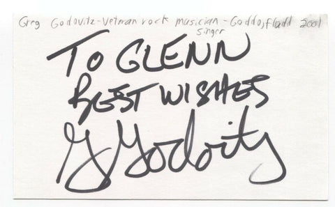 Goddo - Greg Godovitz Signed 3x5 Index Card Autographed Signature