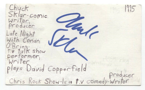 Chuck Sklar Signed 3x5 Index Card Autographed Signature Actor Comedian Writer