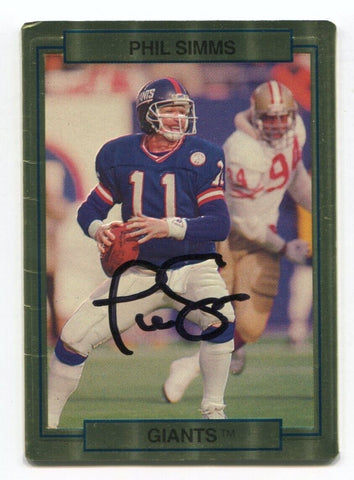 1990 Action Packed Phil Simms Signed Card Football Autographed #19
