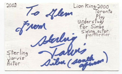 Sterling Jarvis Signed 3x5 Index Card Autographed Signature Actor Degrassi