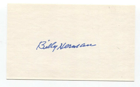 Billy Herman Signed 3x5 Index Card Baseball Hall of Fame Autographed HOF