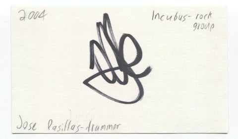 Incubus - Jose Pasillas Signed 3x5 Index Card Autographed Signature Band