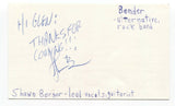 Shawn Berger Signed 3x5 Index Card Autographed Signature Bender Lead Singer