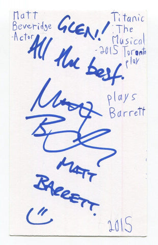 Matt Beveridge Signed 3x5 Index Card Autographed Actor The Last Man