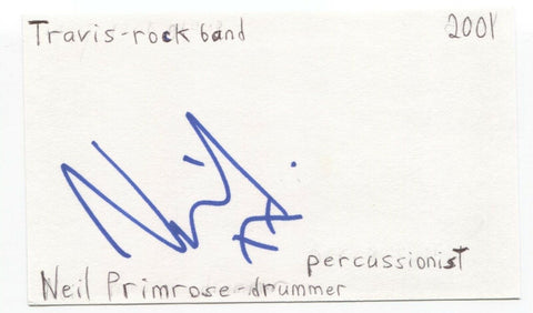 Travis - Neil Primrose Signed 3x5 Index Card Autographed Signature Band