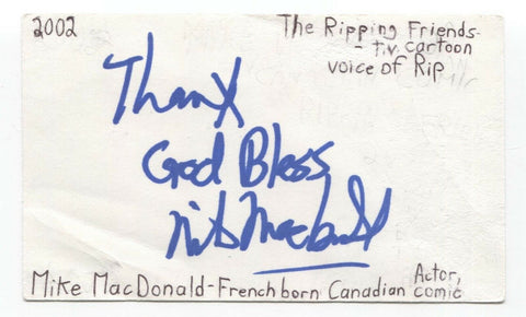 Mike MacDonald Signed Index 3x5 Card Autographed Comedian David Letterman Show