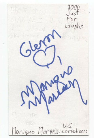 Monique Marvez Signed Index 3x5 Card Autographed Signature Comedian