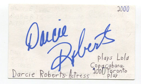 Darcie Roberts Signed 3x5 Index Card Autographed Actress Dream Crazy For You