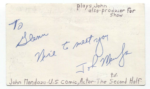 John Mendoza Signed 3x5 Index Card Autographed Actor