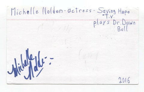 Michelle Nolden Signed 3x5 Index Card Autographed Signature Actress Nikita