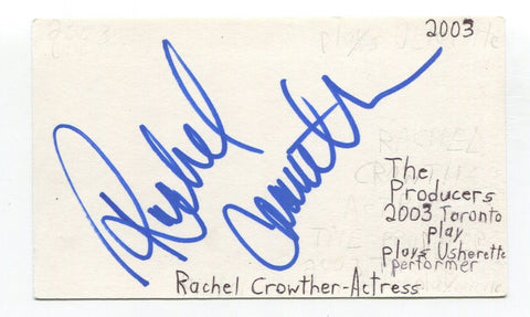 Rachel Crowther Signed 3x5 Index Card Autograph Actress The Producers