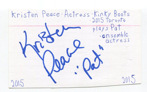 Kristen Peace Signed 3x5 Index Card Autographed Actress Bella Sara Far Cry