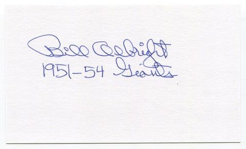 Bill Albright Signed 3x5 Index Card Autograph Signature New York Giants