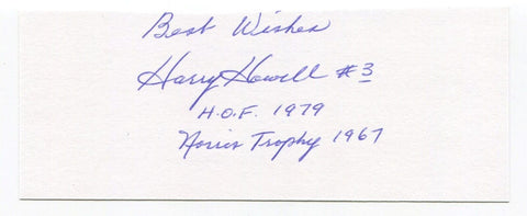 Harry Howell Signed 3x5 Index Card Autographed NHL Hockey Hall of Fame HOF