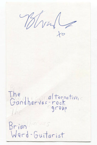 The Gandharvas - Brian Ward Signed 3x5 Index Card Autographed Signature Band