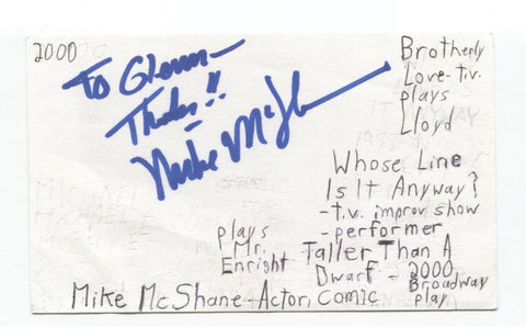 Mike McShane Signed 3x5 Index Card Autographed Actor Comedian Office Space