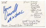 Kevin Crewell Signed 3x5 Index Card Autographed Canadian Actor