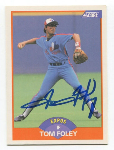 1989 Score Tom Foley Signed Card Baseball MLB Autographed Auto #405