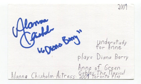 Alanna Chisholm Signed 3x5 Index Card Autographed Actress Anne Of Green Gables