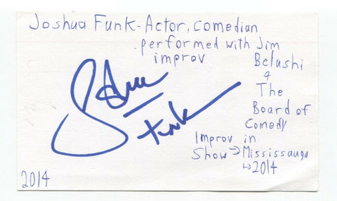 Joshua Funk Signed 3x5 Index Card Autographed Signature Comedian Actor