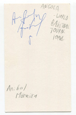 Anibal Moreira Signed 3x5 Index Card Autographed Basketball Angola