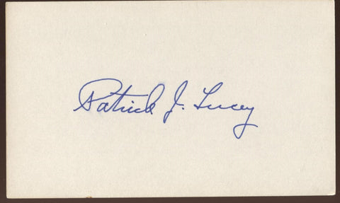 Patrick J. Lucey Signed Index Card 3x5 Autographed Signature AUTO Governor