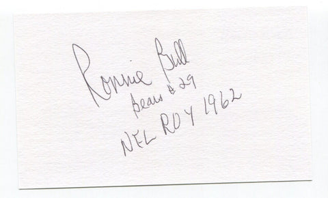 Ronnie Bull Signed 3x5 Index Card Autograph NFL Football 1963 Chicago Bears ROY