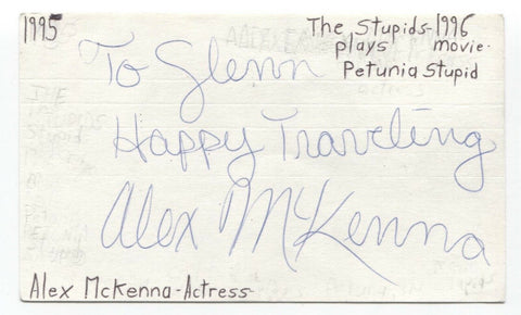 Alex McKenna Signed 3x5 Index Card Autographed Signature Actress