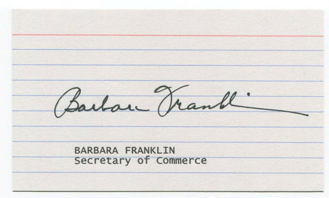 Barbara Franklin Signed 3x5 Index Card Autographed Secretary of Commerce
