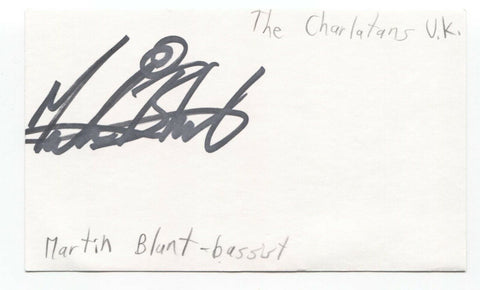 The Charlatans Martin Blunt Signed 3x5 Index Card Autographed Signature