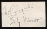 Billy Vincent Signed Card  Autographed Orchestra AUTO Signature Organist