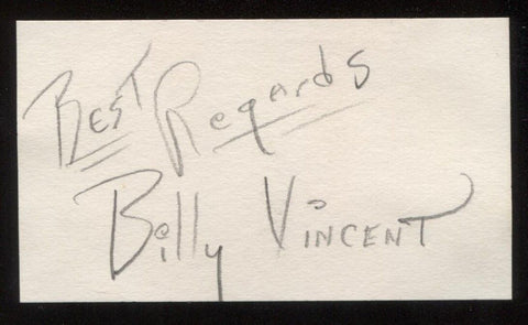 Billy Vincent Signed Card  Autographed Orchestra AUTO Signature Organist