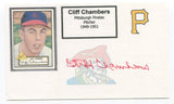 Cliff Chamber Signed 3x5 Cut Index Card Autographed 1948 Debut Chicago Cubs