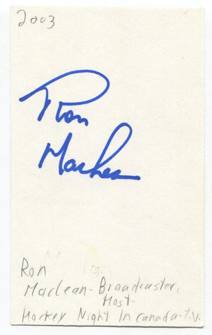 Ron MacLean Signed 3x5 Index Card Autographed Hockey Night Announcer