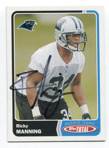 2003 Topps Ricky Manning Signed Card Football Autograph NFL AUTO #546